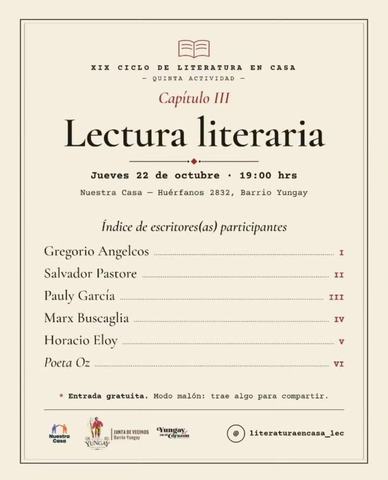 Lectura Literaria: Angelcos, Pastore y más