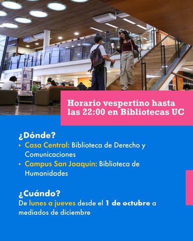 Horario Vespertino Bibliotecas UC