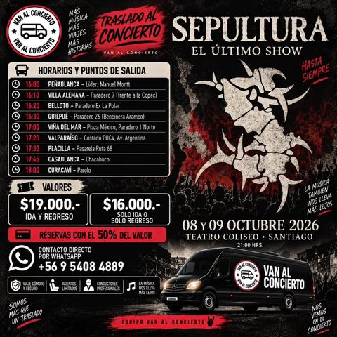 Traslado a concierto de Sepultura