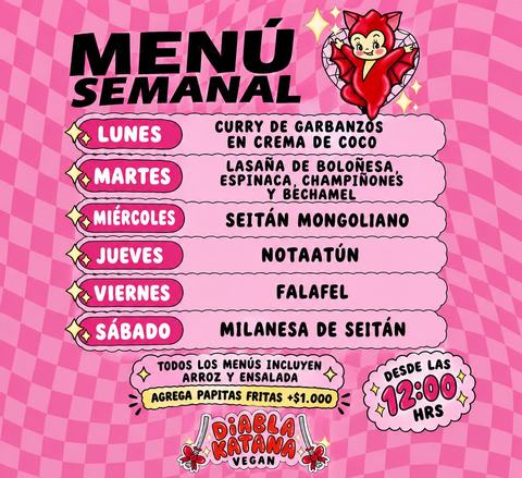 Menú Semanal Vegano Diabla Katana