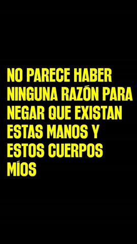 No parecen haber ninguna razón para negar que existan estas manos y estos cuerpos míos