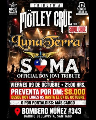 Noche Rock en Vivo: Same Crüe, Luna Terra y Soma
