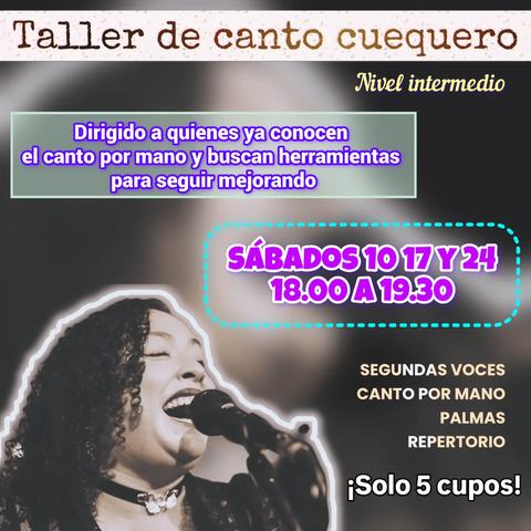 Taller de canto cuequero (intermedio)